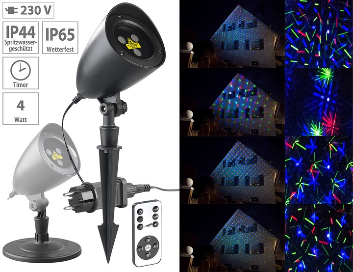 Actual product image Lunartec RGB laser projector with star light effect & remote control