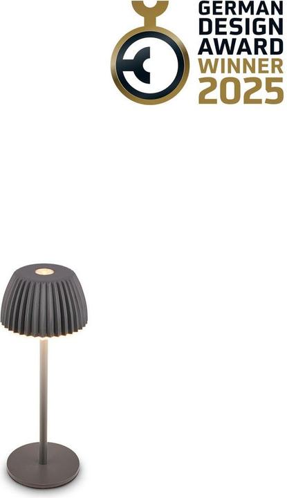 Produktbild Briloner Brilo unplugged RIFFLE Akku Nano Tischleuchte mit Lichtkante - Anthrazit (130 lm)