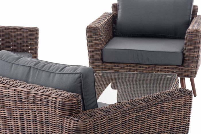 Produktbild Swisshandel24 Loungeset Kiruna Rundrattan Braun-meliert 45 cm (Dunkelbraun), eisengrau