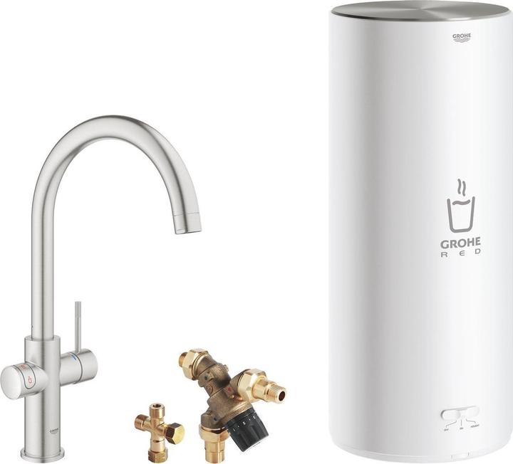 Produktbild Grohe Red 3IN1 kokendwaterkraan - C Uitloop - 7L boiler - mengventiel RVS (supersteel) - 30031DC1