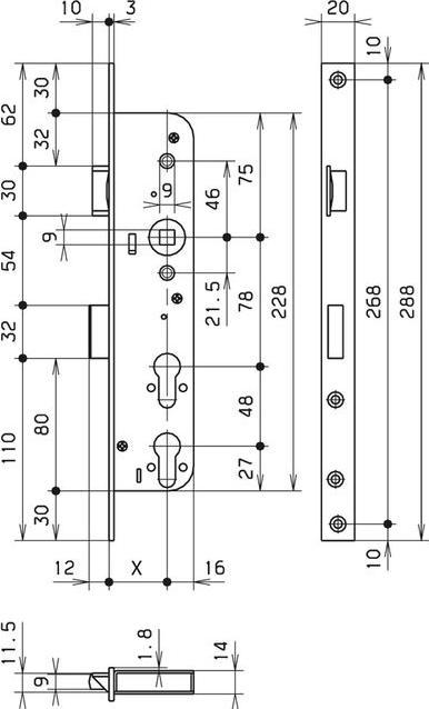 Actual product image MSL Panic mortise lock 1944 SI Panic function E (Mortise lock)