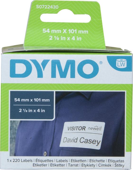 Productafbeelding Rol etiketten geschikt voor Dymo zwart op wit, formaat mm: 54 x 101, vervangt: 99014/S0722430