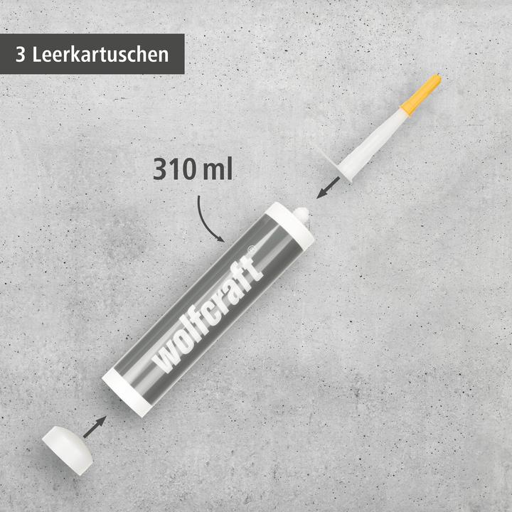 Actual product image wolfcraft 3 empty cartridges 310ml