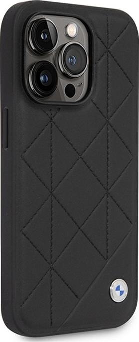 Actual product image BMW Case BMHCP14L22RQDK iPhone 14 Pro 6.1" czarny/black Leather Quilted (Apple iPhone 14 Pro)