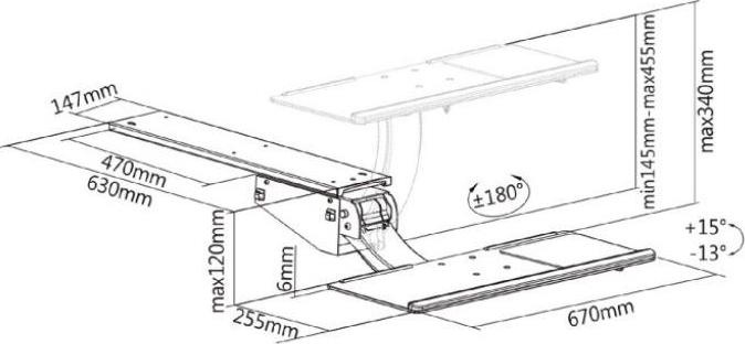 Produktbild Maclean MC-795 - Verstellbarer Tastaturhalter, bis zu 34 cm