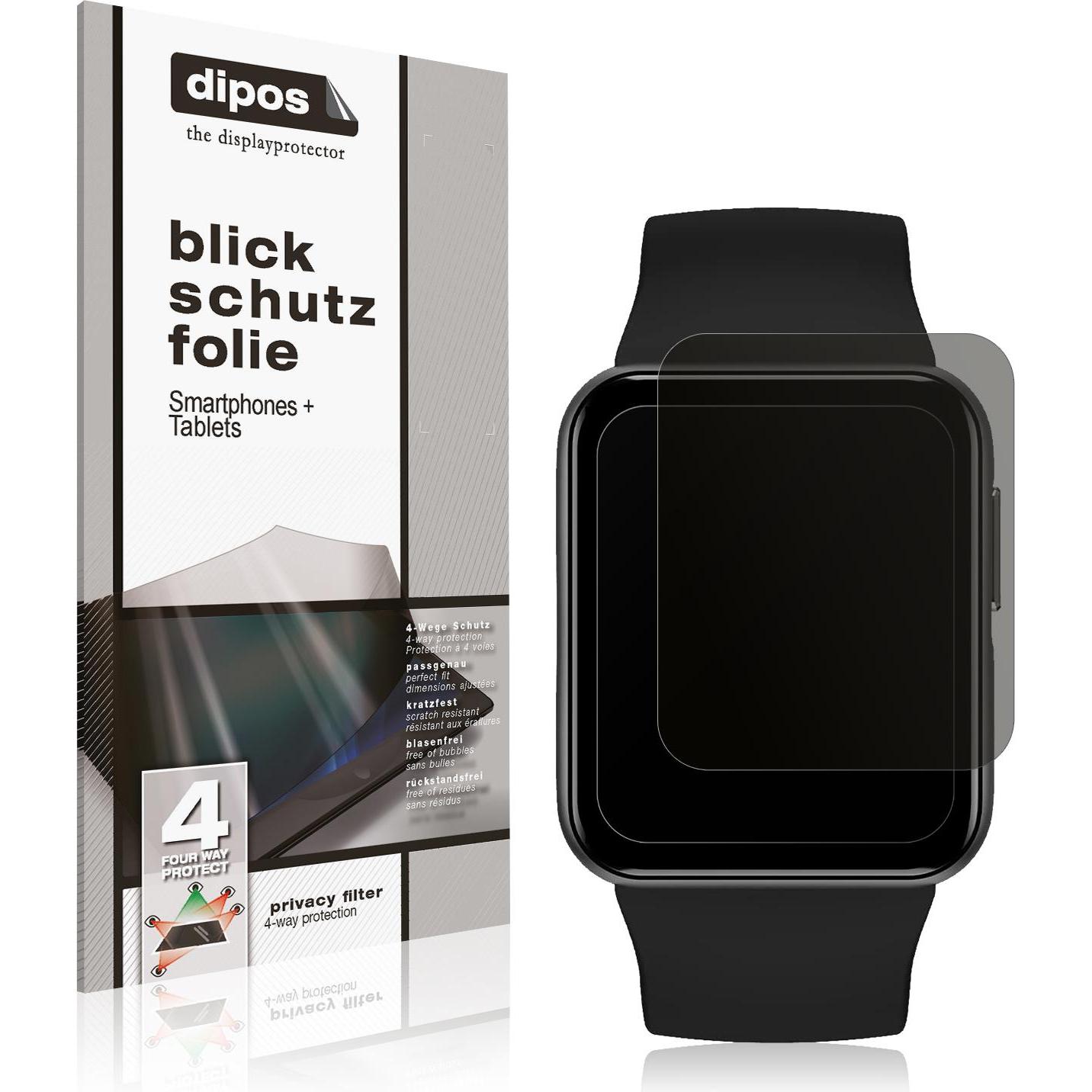 Dipos Blickschutzfolie 4-Way Privacy, Smartwatch Schutzfolie, Transparent
