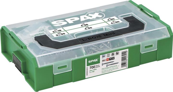 Produktbild Spax Montagekasten (703 Schrauben pro Stück, 3.5 x 16 mm, 3.5 x 30 mm, 4 x 35 mm, 4 x 40 mm, 4 x 50 mm, 4.5 x 60 mm)