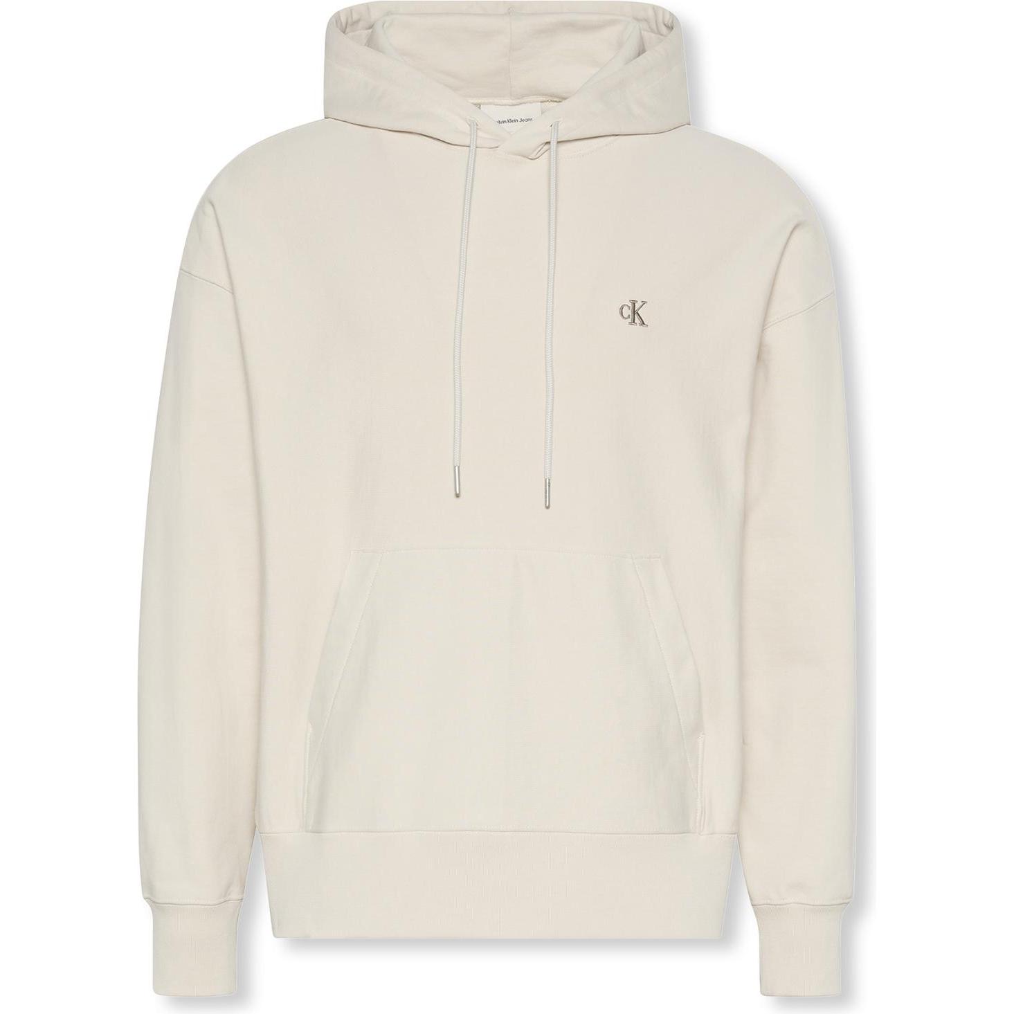 Calvin Klein Jeans, Uomini, Felpa + Maglione, Premium Terry Monogram Hoodie, Bianco, (XL)