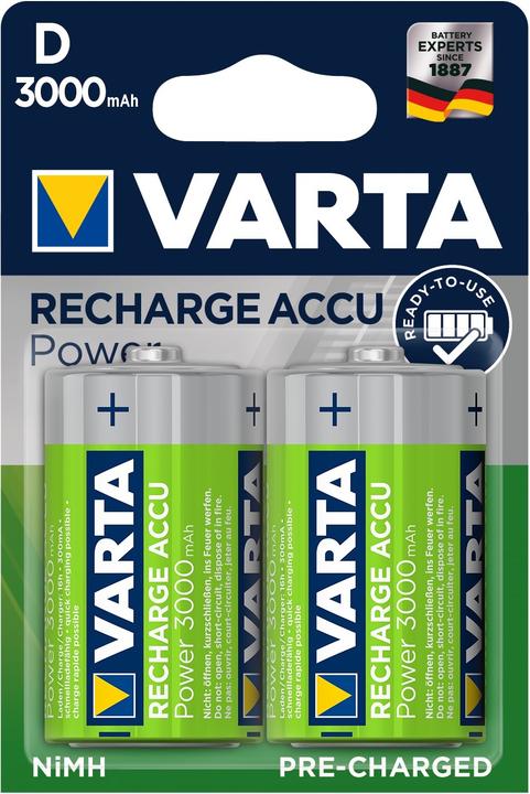 Productafbeelding Varta Recharge Accu Power (2 Pcs., D, 3000 mAh)