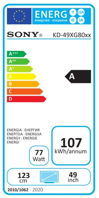 Label énergétique Sony KD49XG8096 (49", LCD, 4K, 2019)