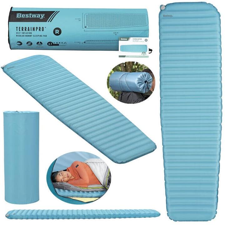 Actual product image Bestway TerrainPro™ self-inflating single sleeping pad for mummy sleeping bags 183 x 51 x 5.1 cm (183 cm)