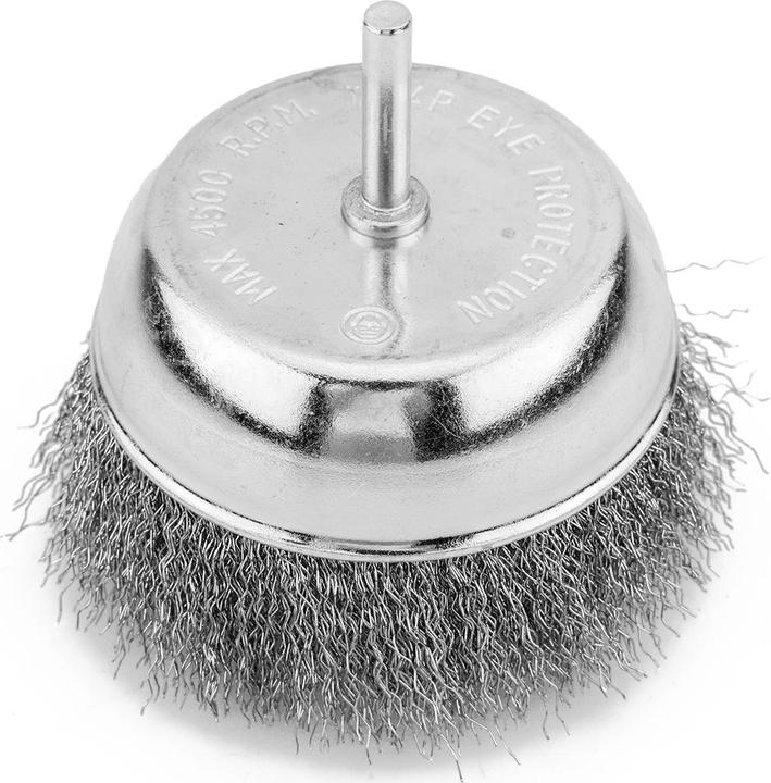 Immagine prodotto Graphite Drahtbürste 100 mm, gewellter Draht, Stahl, mit 6 mm-Schaft