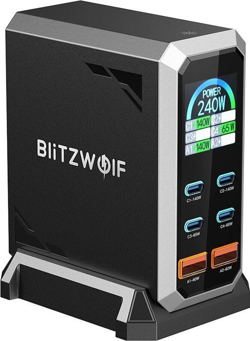 Actual product image BlitzWolf BW-S31 2xUSB-A, 4xUSB-C, PD, 240W network charger. (240 W, 6 ports)