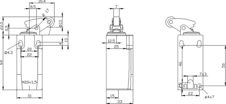 Actual product image Siemens Limit switch 31 mm with angle roller