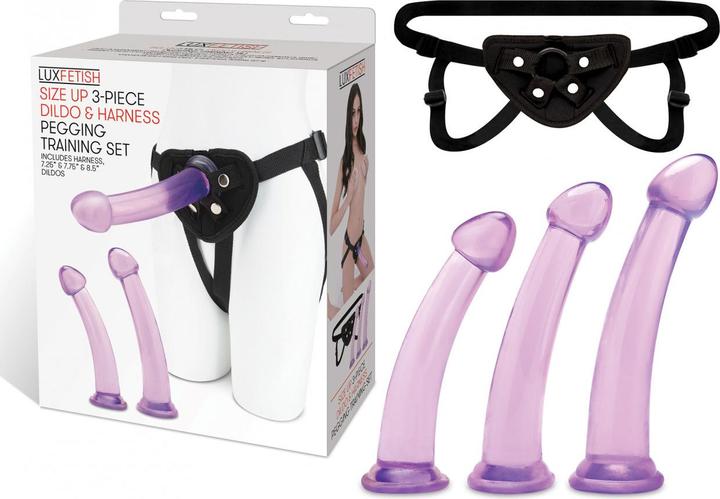 Immagine prodotto Lux Fetish Size Up, set di addestramento con dildo e imbracatura a 3 pezzi per il pegging