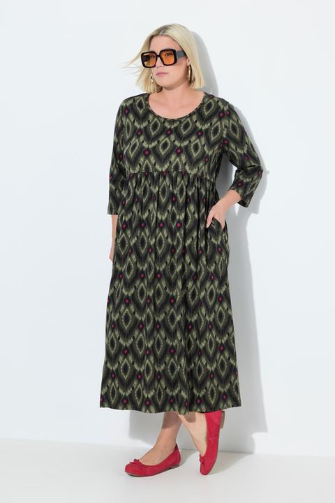 Produktbild Ulla Popken Jersey-Maxikleid, A-Linie, Rundhalsausschnitt, 3/4-Arm (46, 48)