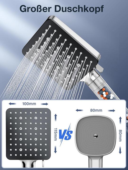 Produktbild Yeaupe Pro Antikalk Duschkopf mit Filter (6 Strahlarten)