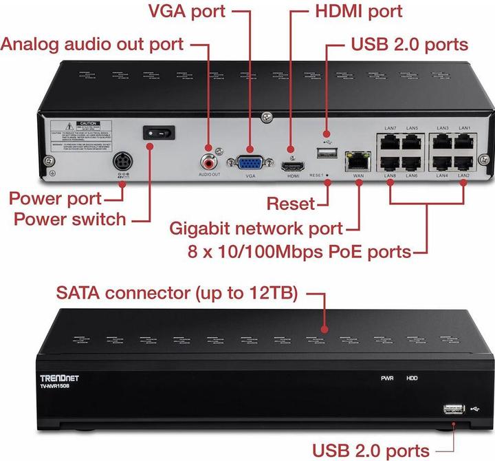 Produktbild Trendnet TV-NVR1508 8 Kanal NVR 4K UHD PoE+ (Netzwerk Videorecorder (NVR))