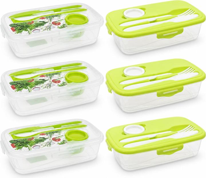 Produktbild neuetischkultur 6er Set Frischhaltedosen mit Besteck und Dressingdose Meal Prep Boxen