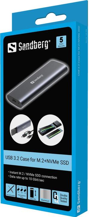 Immagine prodotto Sandberg Custodia USB 3.2 per SSD M.2+NVMe (M.2 2230, M.2 2242, M.2 2260, M.2 2280, M.2)