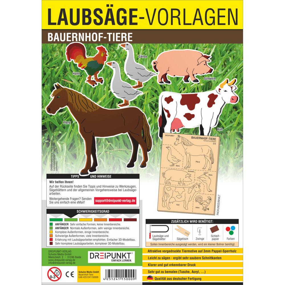 Dreipunkt, Handsäge, Laubsägevorlage Bauernhof-Tiere