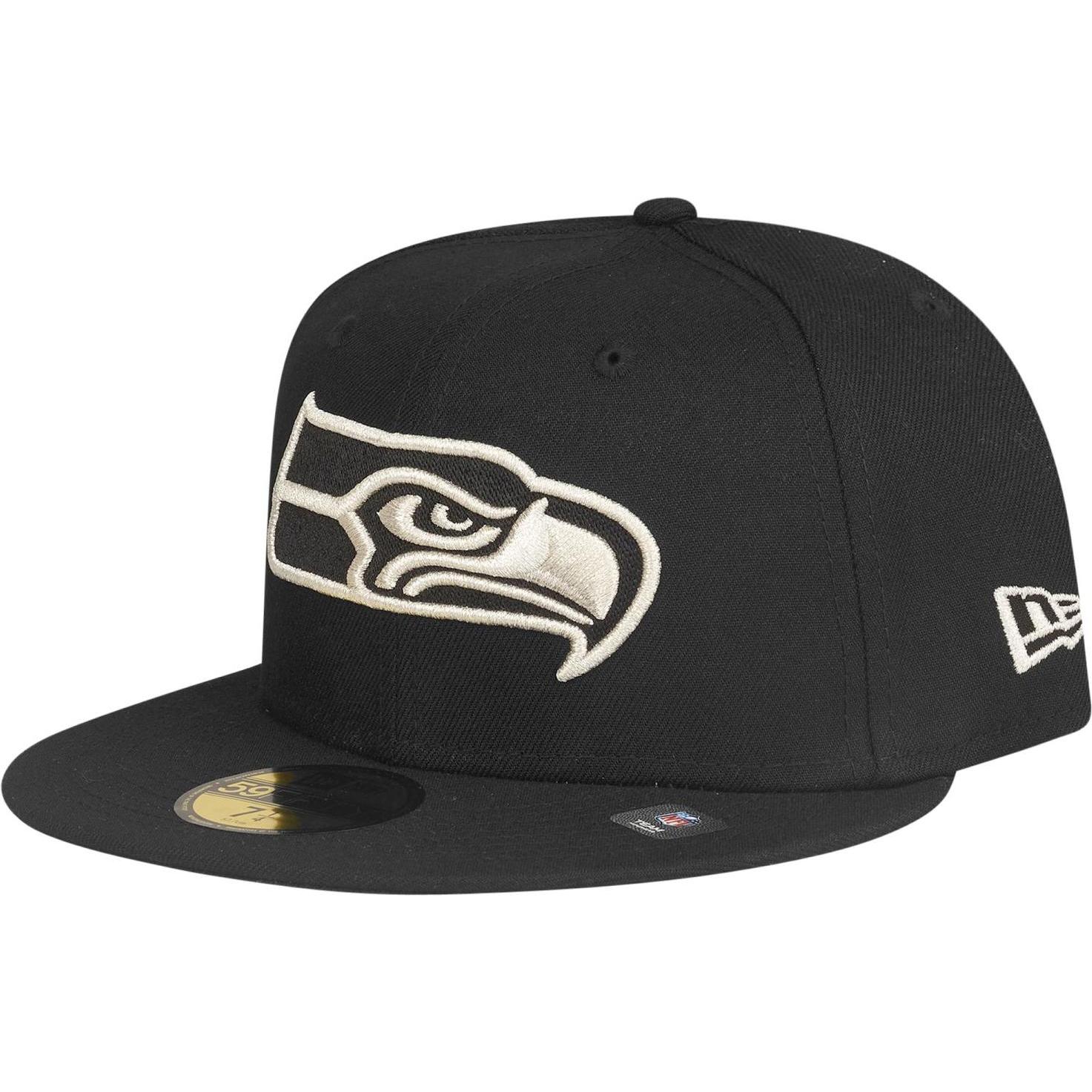 New Era, Herren, Cap, 59Fifty Fitted Cap - METALLIC Seattle Seahawks - 8, Schwarz, (8)