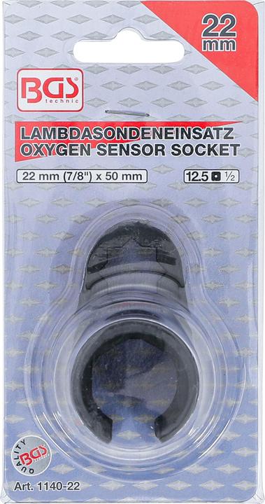 Produktbild BGS Lambdasonden-Einsatz abgewinkelt Antrieb Innenachtkant 12,5 mm (1/2") SW 22 mm Schlitz 11 mm