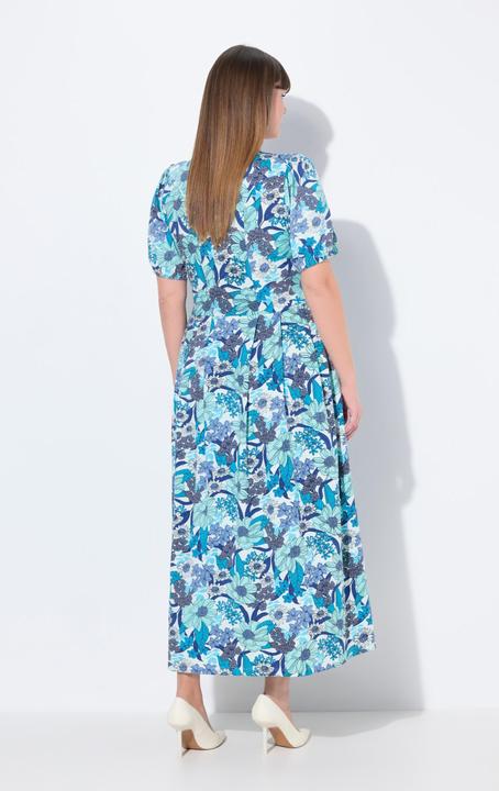 Produktbild Ulla Popken Jersey-Maxikleid, Blüten, Rundhals, Halbarm (50)