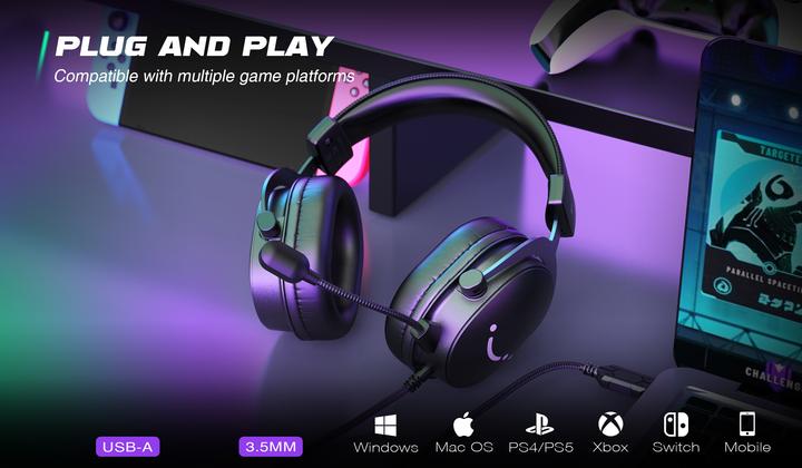 Produktbild Fifine H9 black 3.5MM + USB dual connector headphone for gaming, streaming, recording (Kabelgebunden)