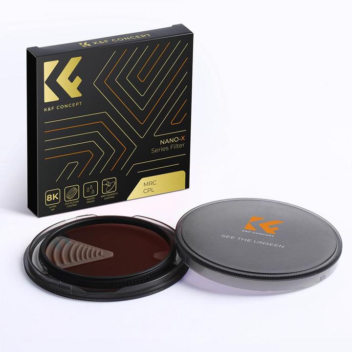 Actual product image K&F Concept 58MM CPL Filter Super Slim Circular Polarizing Filter with 28 Layer Green Coated, HD, Waterproof, An (58 mm, Polarizing filter)