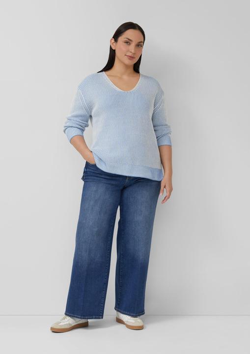 Produktbild s.Oliver Strickpullover Baumwollmix-Strickpullover mit V-Ausschnitt (46)