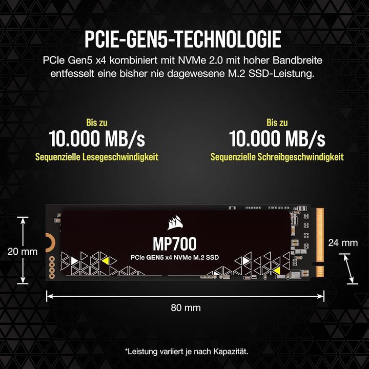 Produktbild Corsair MP700 (1000 GB, M.2 2280)