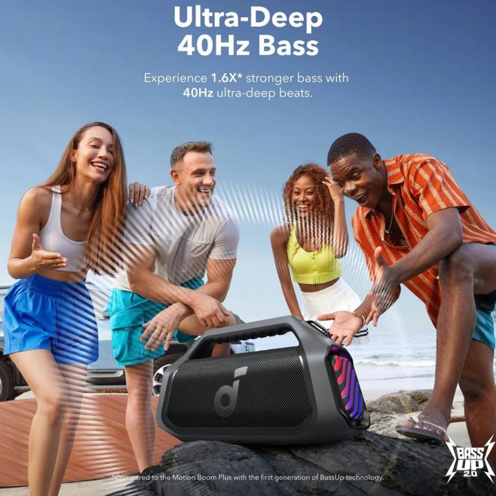 Image du produit soundcore Boom 2 Plus (20 h, Alimentation via port USB, Fonctionnement sur batterie)