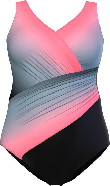 Image du produit Ulla Popken Maillot de bain à dégradé de couleurs, drapé et bonnets souples. Matière recyclée (46)