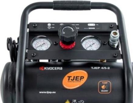 Actual product image Kyocera Tjep Silent compressor 4/5-2 - 2 cylinder, 3,8L tank, 49 liter/min v 0 bar, max 9 bar