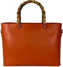 Only-Bags.Store Borsa con manico in bambù, borsa in pelle, borsa in vera pelle, borsa a tracolla, fatta a mano