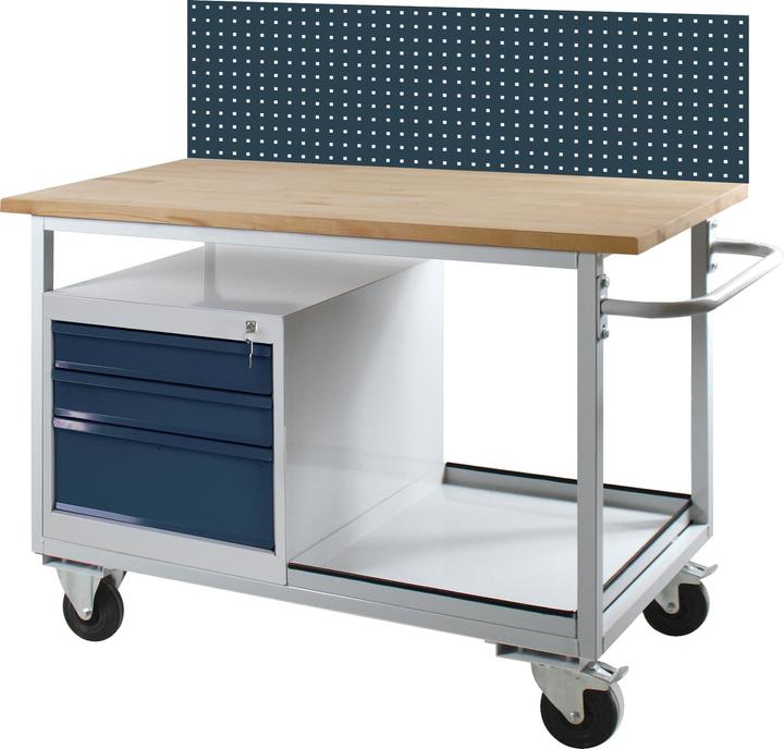 Actual product image ADB Table trolley Workbench with perforated panel 130cm (60 cm, 130 cm)