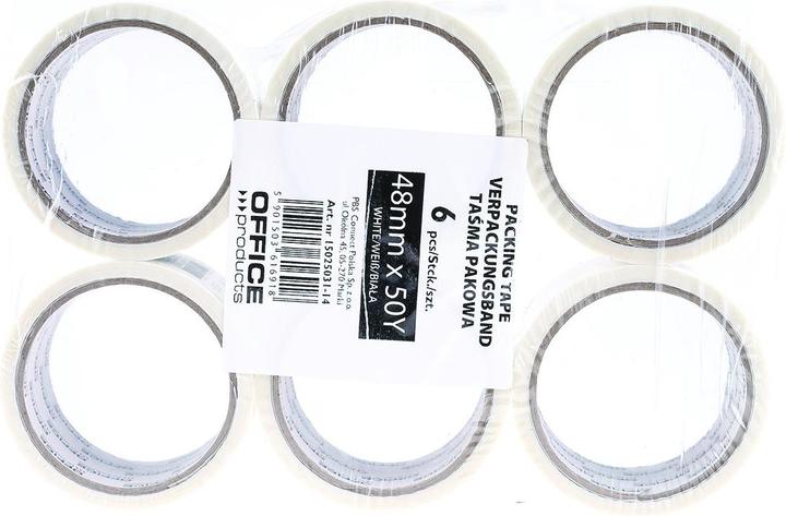 Image du produit Office Products Ruban d'emballage, 48mm x 50y, 36mic, ean pour 1 pc, blanc (48 mm)