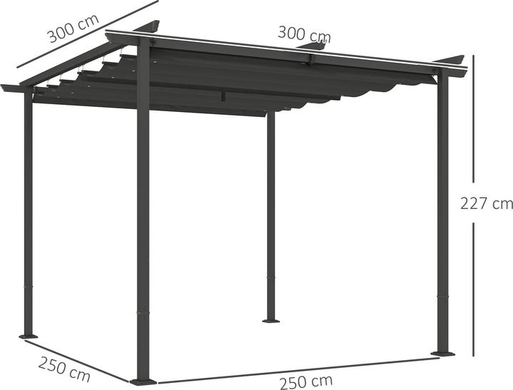 Immagine prodotto Outsunny Pergola Metall, Polyester Dunkelgrau (300 cm, 300 cm)