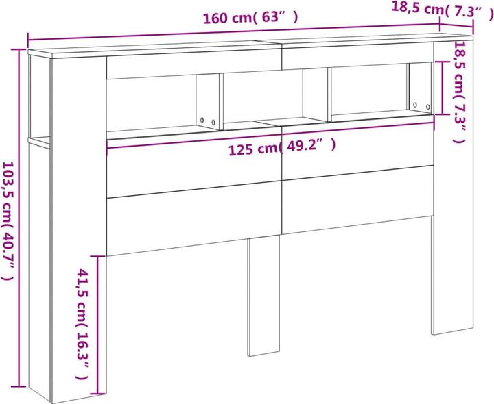 Image du produit vidaXL Tête de lit à LED (160 x 18.5 x 103.5 cm)