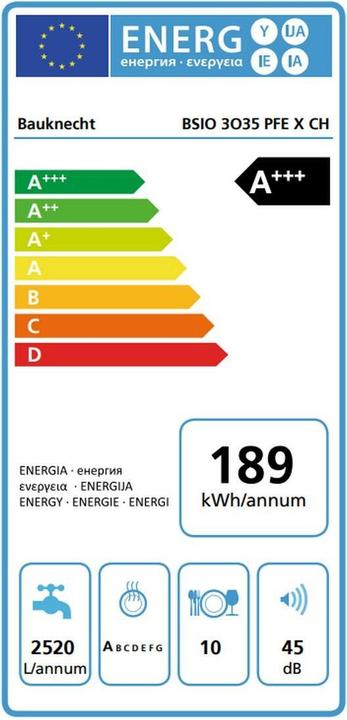 Energy Label Bauknecht BSIO 3O35 PFE X CH
