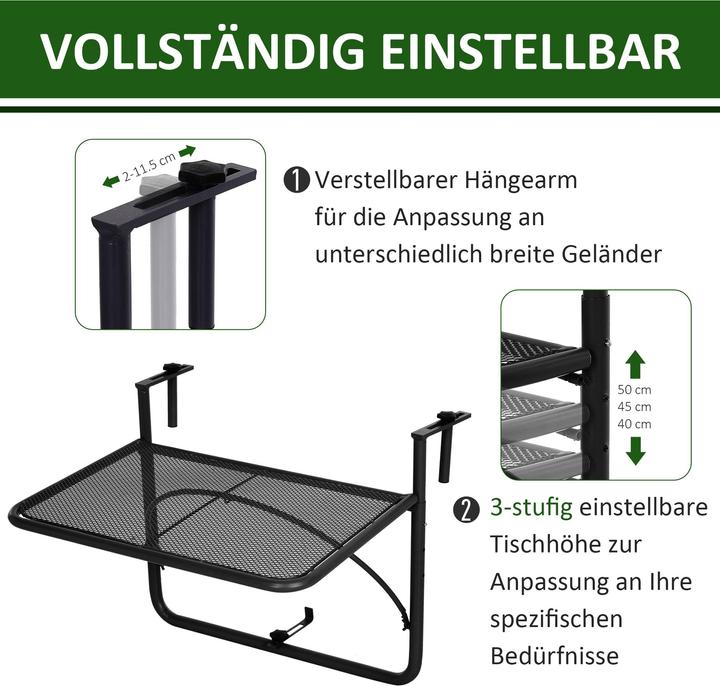 Actual product image Outsunny Balcony hanging table (60 cm)
