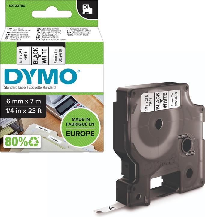 Produktbild Dymo S0720780 Standardband (0.60 cm, Schwarz)