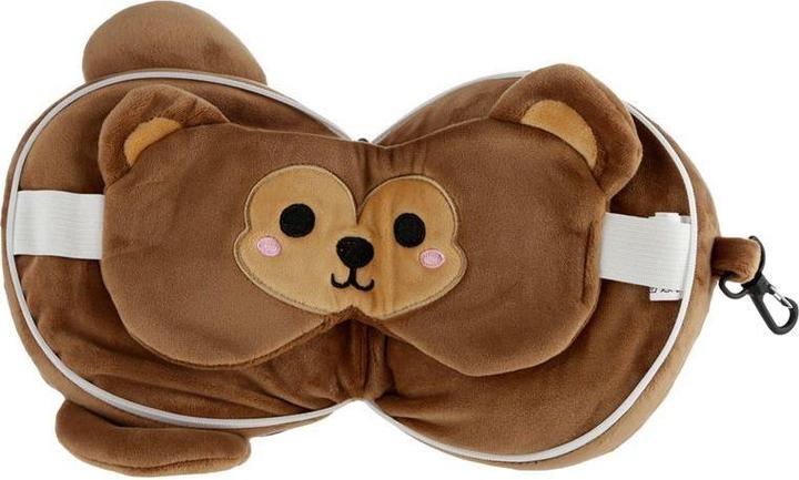 Actual product image Puckator Relaxeazzz Plush Monkey Round Travel Pillow & Eye Mask