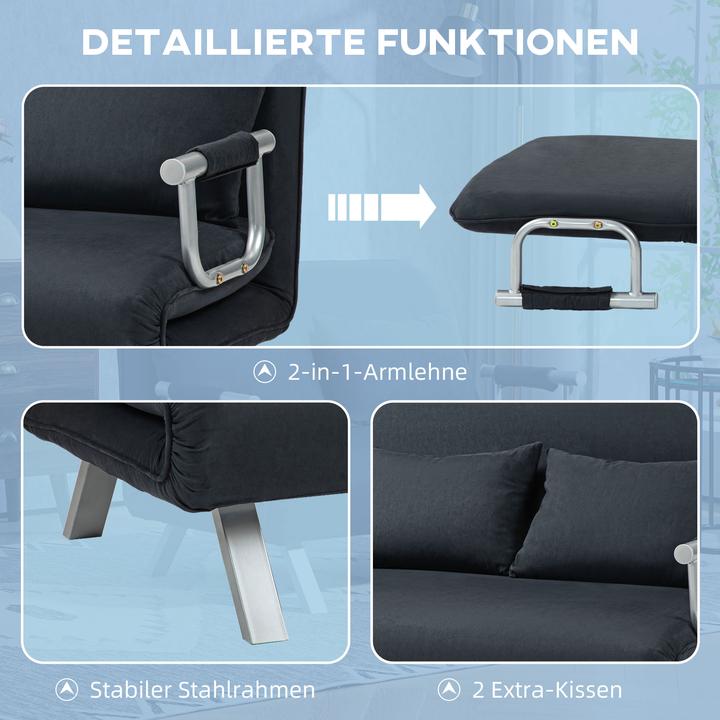 Produktbild Homcom Schlafsofa Polyester, Metall Schwarz