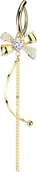 Actual product image Star Piercing Banana hinged gold-plated shield semicircular pendant mesh chain (Brass, Surgical steel 316L)