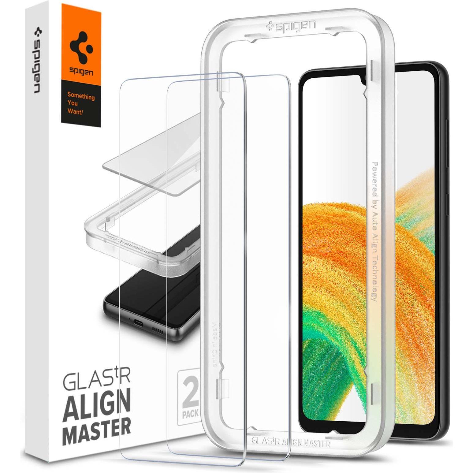 Spigen ALign Master Glas tR (2er-Pack) (2 Stück, Samsung Galaxy A33 5G), Smartphone Schutzfolie, Transparent