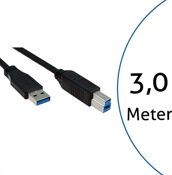 Produktbild Bachmann 917.1203 USB Kabel 3 m USB 3.2 Gen 1 (3.1 Gen 1) USB A USB B Schwarz (3 m, USB 3.2 Gen 1)