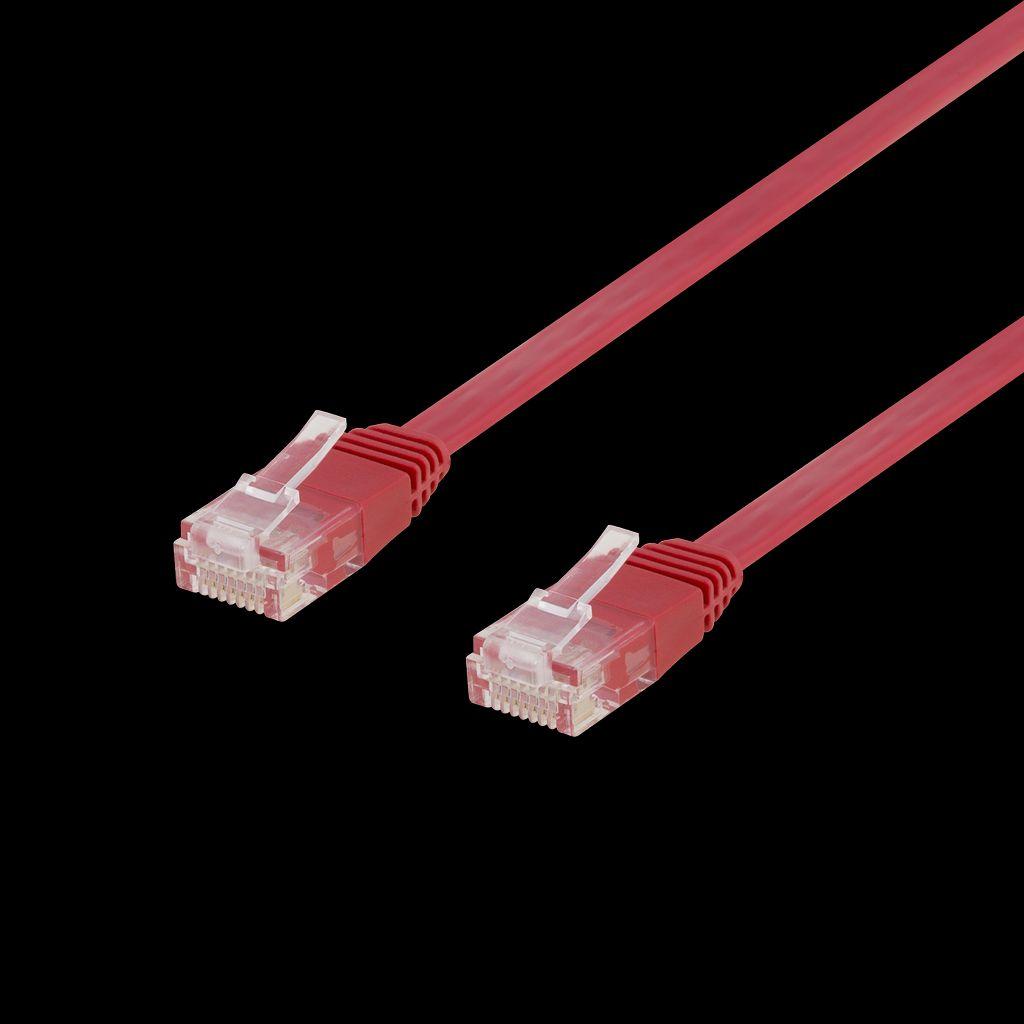Thumbnail - Deltaco U/UTP Cat6 patch cable flat 7m 250MHz red (U/UTP, CAT6, 7 m), Netzwerkkabel
