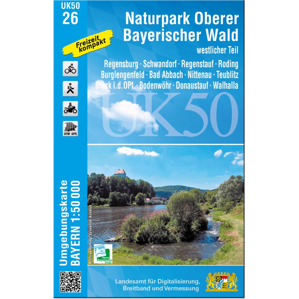 Topographische Karte Bayern Naturpark Oberer Bayerischer Wald, westlicher Teil, Landkarte